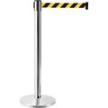 Global Industrial Retractable Belt Barrier, 40 Stainless Steel, 7-1/2' Black/Yellow, Qty 2 708413YB
